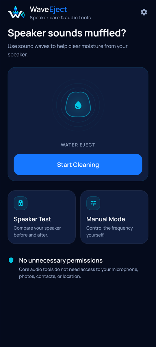 WaveEject Home screen